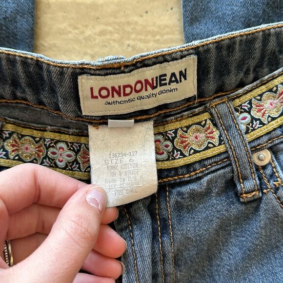 Londonjean Boho Belted Look Low Rise Flare Bootcut Dark Wash Jeans - Picture 4 of 9